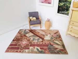 Maroon and Beige Patterned Rug