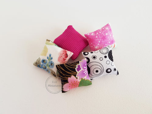 Set of 5 Mixed Black and Pink Floral Cushions