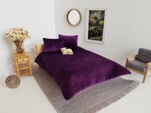 Load image into Gallery viewer, Purple Velvet 3 Piece Bed Cover Set