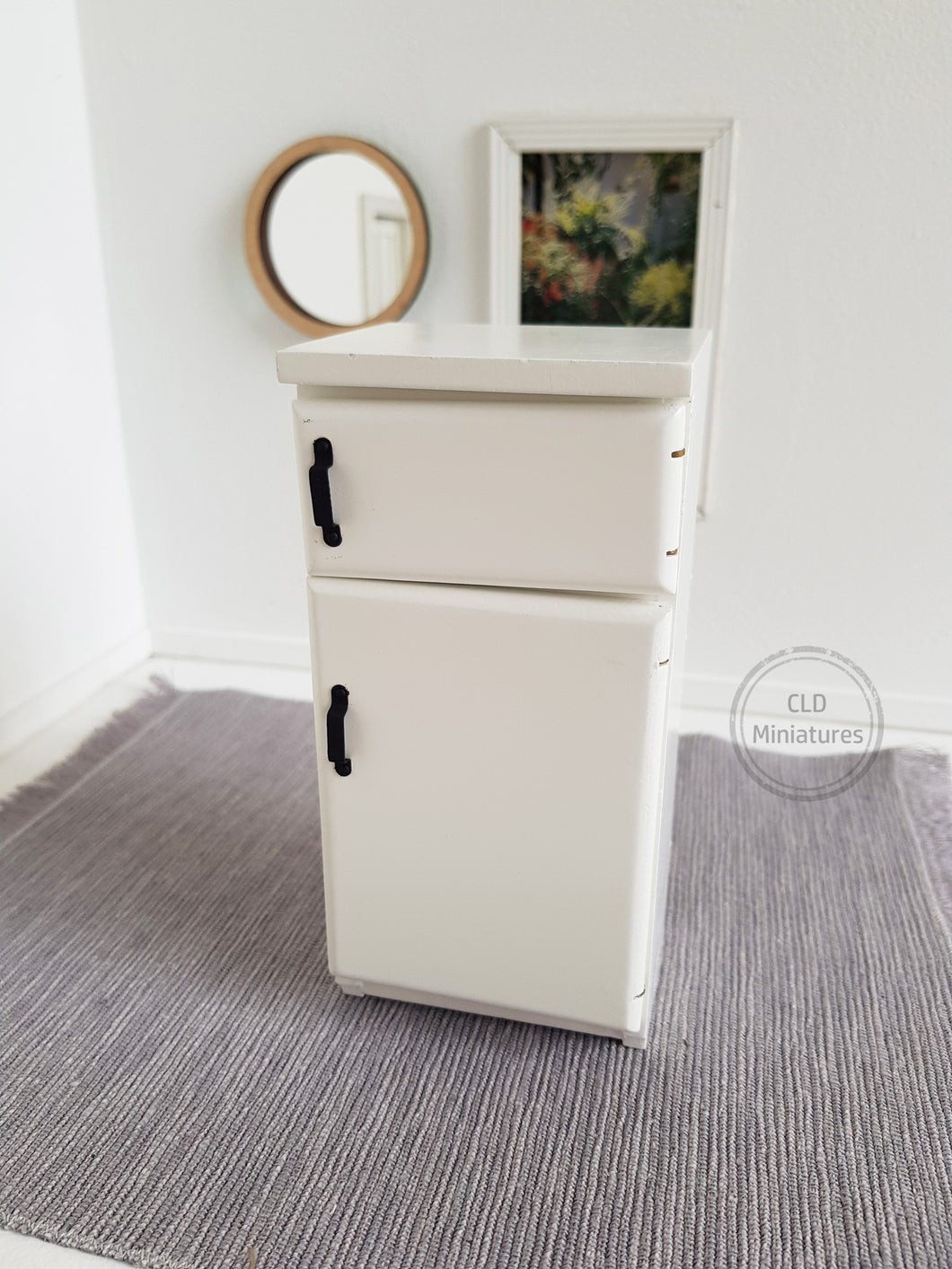 White Fridge with Black Handles