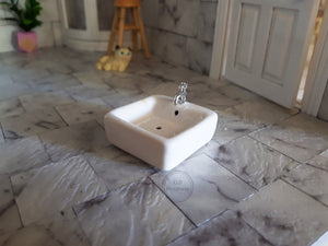 White Ceramic Square Basin