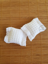 Load image into Gallery viewer, Set of 2 White Waffle Fringed Cushions