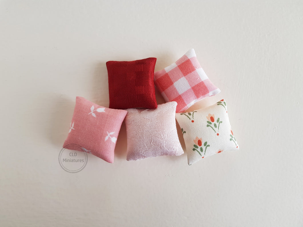 Set of 5 Burgundy/Pink Cushions