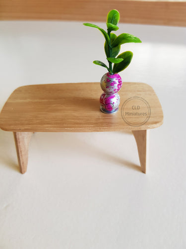 Small Plant in a Pink and Silver Beaded Pot