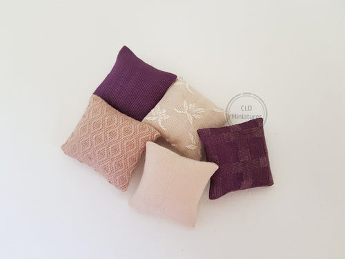 Set of 5 Mini Cushions in Dusty Purple / Mocha