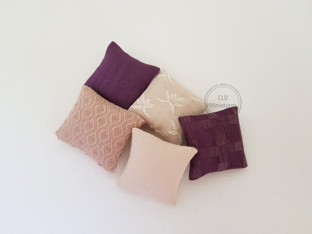 Set of 5 Mini Cushions in Dusty Purple / Mocha