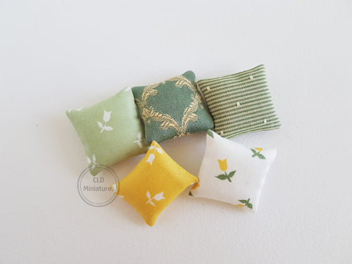 Set of 5 Green and Yellow Cushions