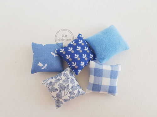 Set of 5 Mixed Blue Cushions