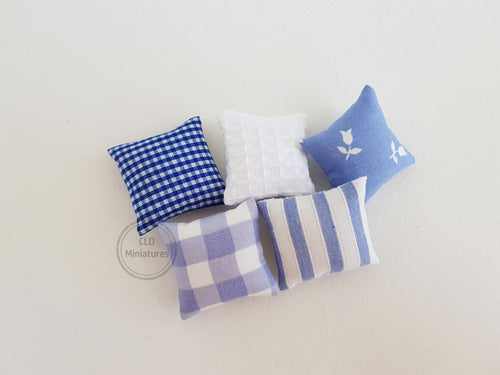 Blue and White Cushions, Set of 5