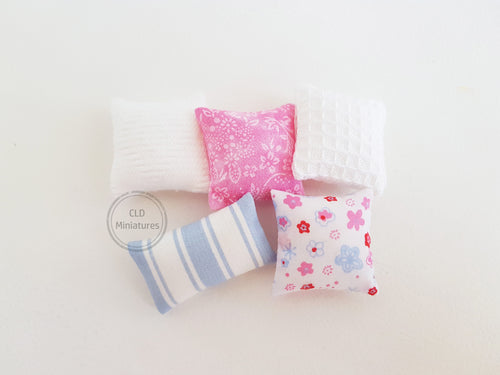 Set of 5 Mixed Pink, White and Blue Cushions