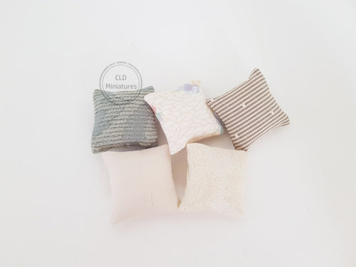 Set of 5 Cream and Pale Green Textured Cushions