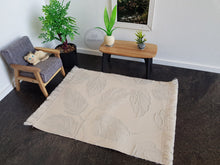 Load image into Gallery viewer, Cream and Pale Blue-Grey Textured Leaves Rug - 2 Sizes