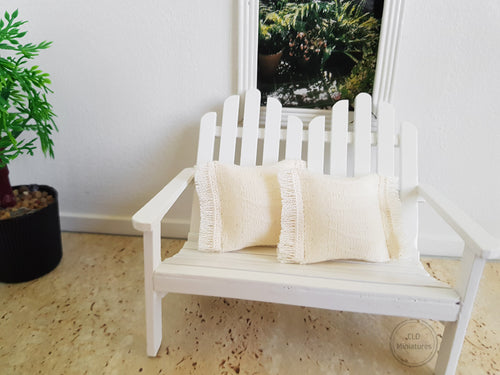 Set of 2 Cream Textured Fringed Cushions