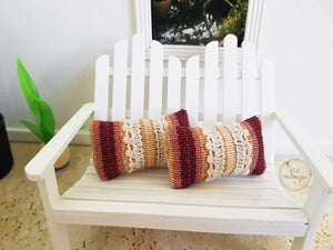 Pair of Burgundy Pom-Pom Trimmed Cushions