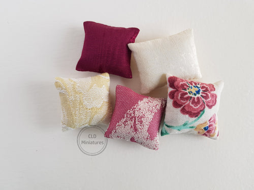 Set of 5 Burgundy/Cream Cushions