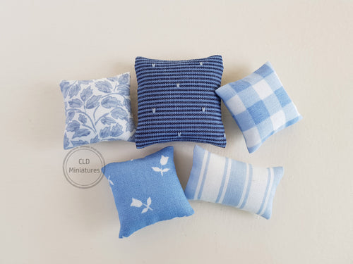 Set of 5 Mixed Blue Cushions