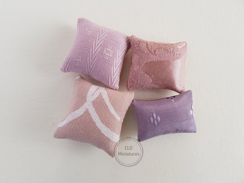 Set of 4 Pink and Dusty Purple Mini Cushions