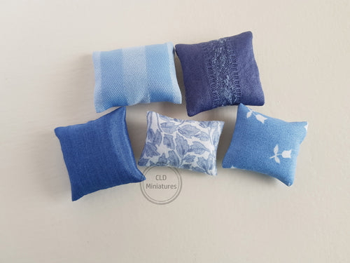 Set of 5 Blue Dollhouse Cushions