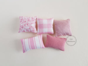 Set of 5 Pink Dollhouse Cushions