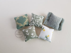 Set of 5 Green Cushions