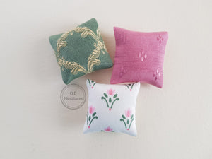 Set of 3 Mixed Pink and Green Cushions