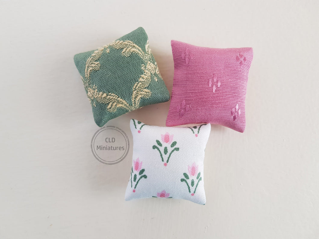 Set of 3 Mixed Pink and Green Cushions