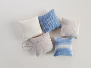 Set of 5 Blue and Cream Dollhouse Cushions