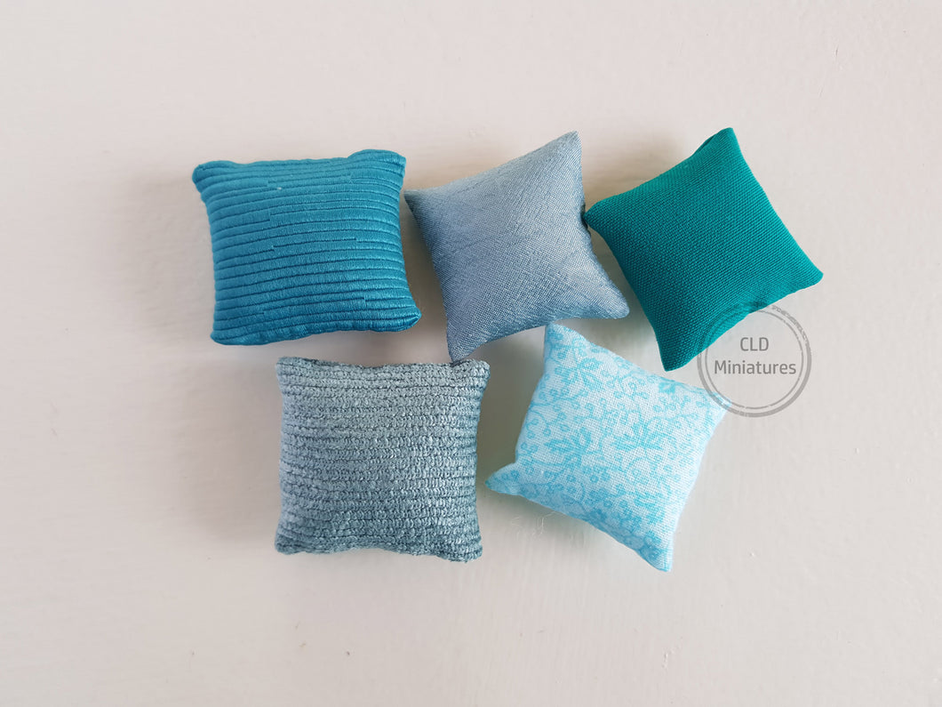 Set of 5 Teal Dollhouse Cushions