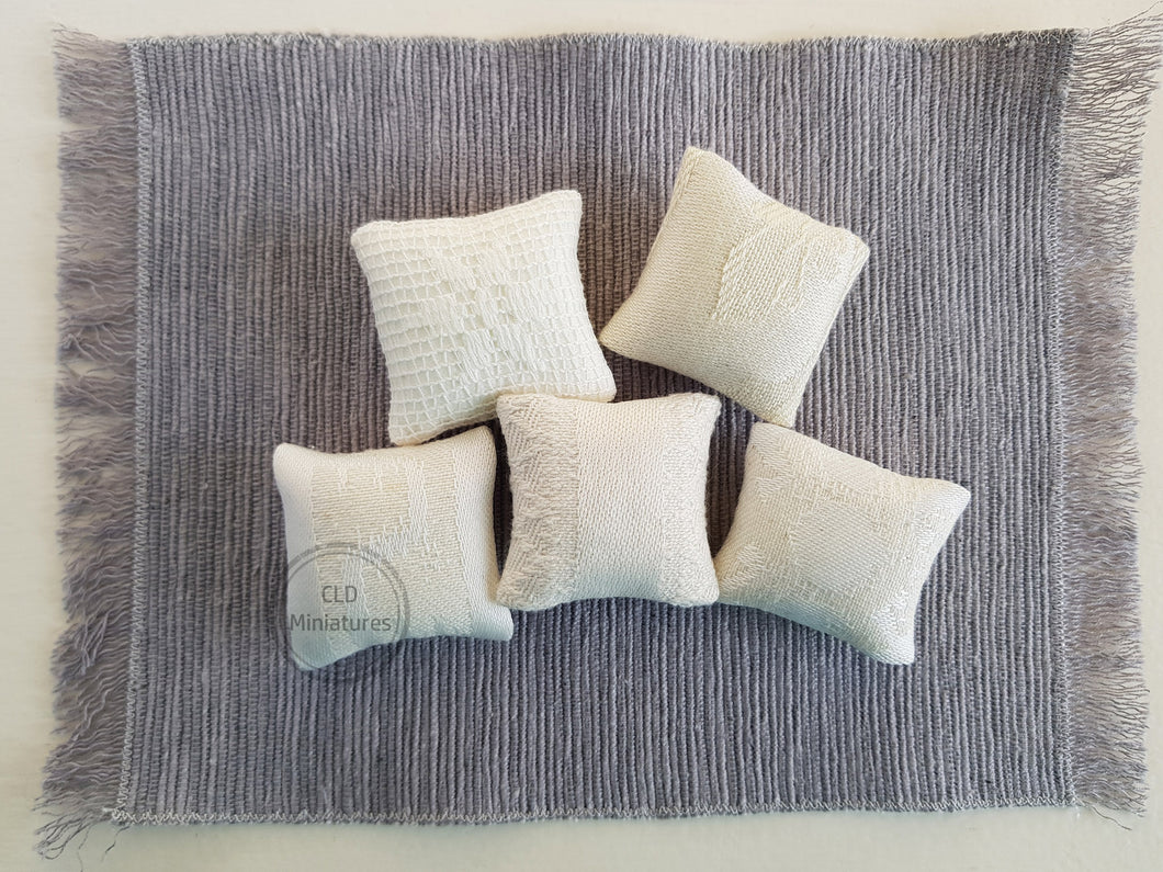 Set of 5 Cream Textured Cushions