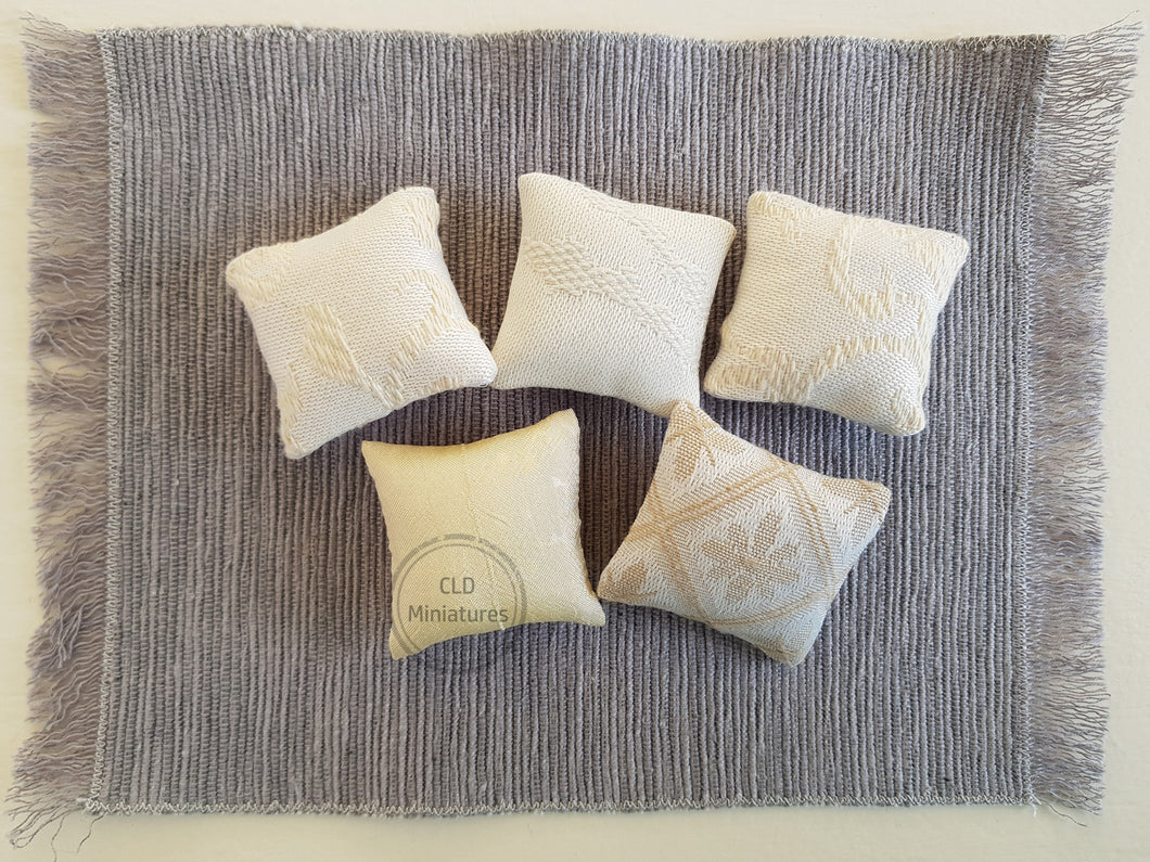 Set of 5 Cream Textured Cushions