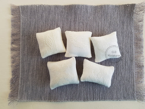 Set of 5 Cream Textured Miniature Cushions