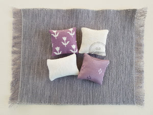 Set of 4 Dusty Purple and Cream Mini Cushions