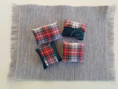 Set of 4 Green and Red Tartan Cushions