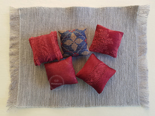 Set of 5 Burgundy/ Navy Blue Cushions