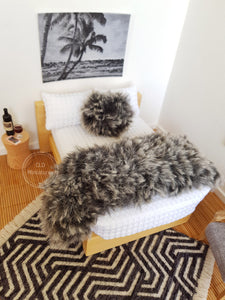 Fluffy Black Bed Runner and Cushion Set