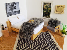 Load image into Gallery viewer, Fluffy Black Bed Runner and Cushion Set