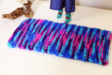 Load image into Gallery viewer, Knitted Throw - Blue Pink and Purple