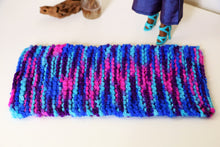 Load image into Gallery viewer, Knitted Throw - Blue Pink and Purple