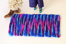 Load image into Gallery viewer, Knitted Throw - Blue Pink and Purple