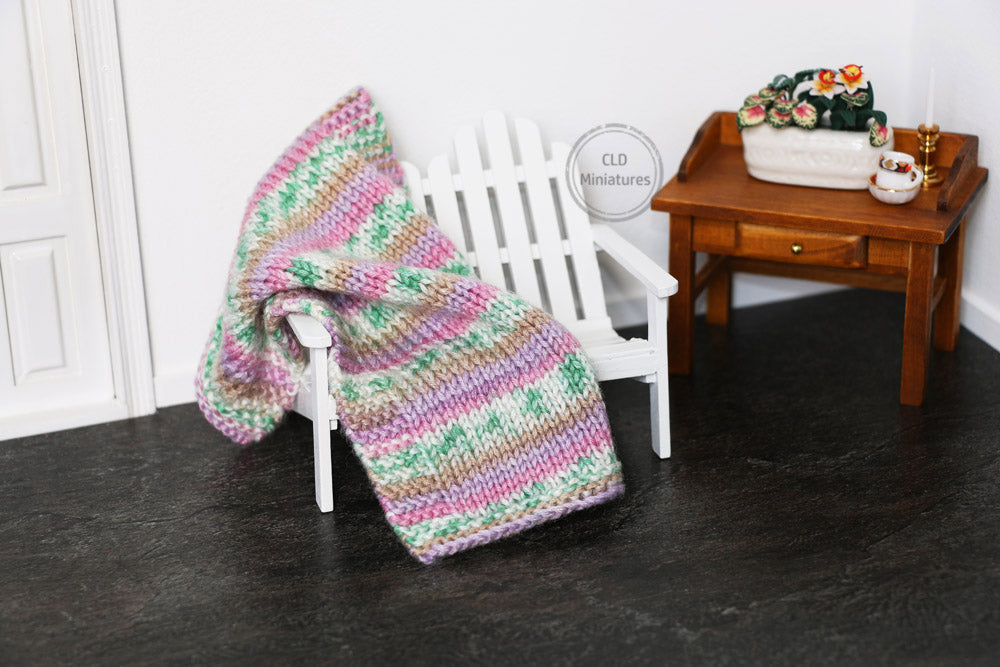 Striped Knitted Throw, Pink and Lilac