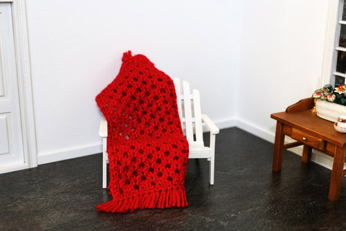 Red Knitted Throw Blanket