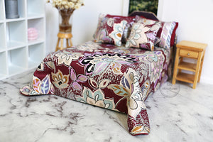 Maroon Floral Bedding Set