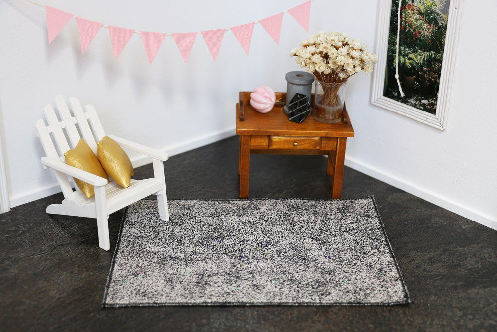 Black and Cream Patterned Rug