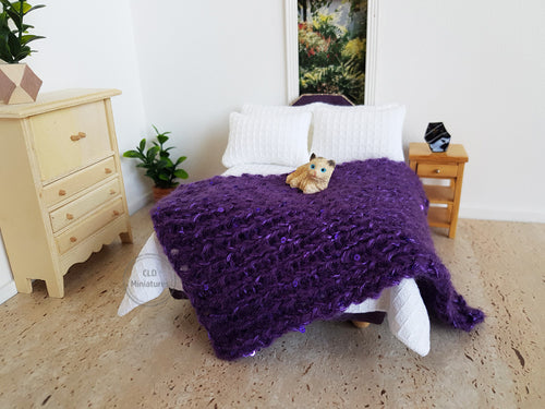 Sparkly Purple Knitted Throw Blanket